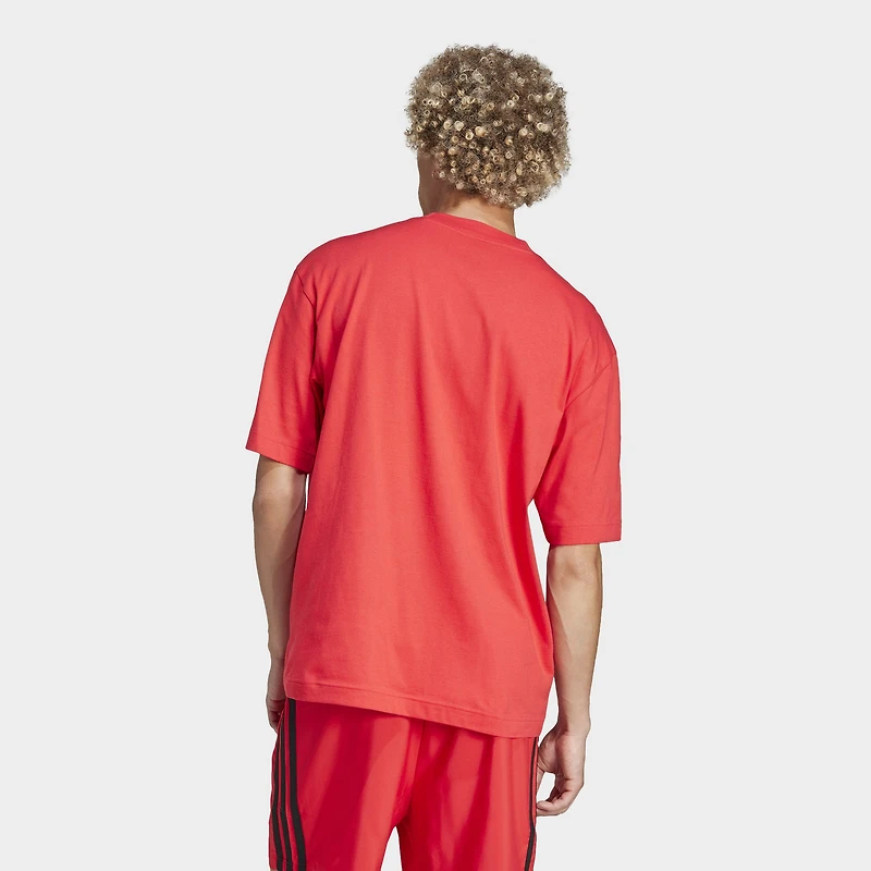 adidas Essentials Loose Fit 3 Bar Logo T-Shirt Pure Ruby / Black