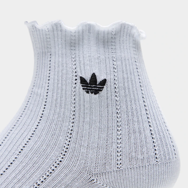 adidas Originals Ruffle Quarter Socks (3 Pair) / White