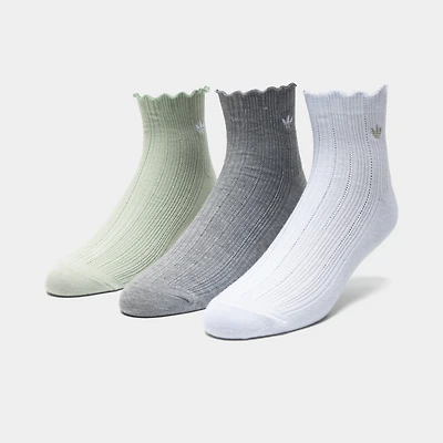 adidas Originals Ruffle Quarter Socks (3P) Grey/White-Green