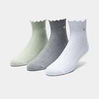 adidas Originals Ruffle Quarter Socks (3P) Grey/White-Green