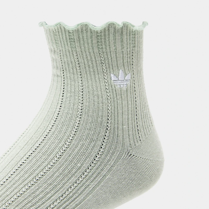 adidas Originals Chaussettes Ruffle Quarter (3 paires) Gris/Blanc-Vert