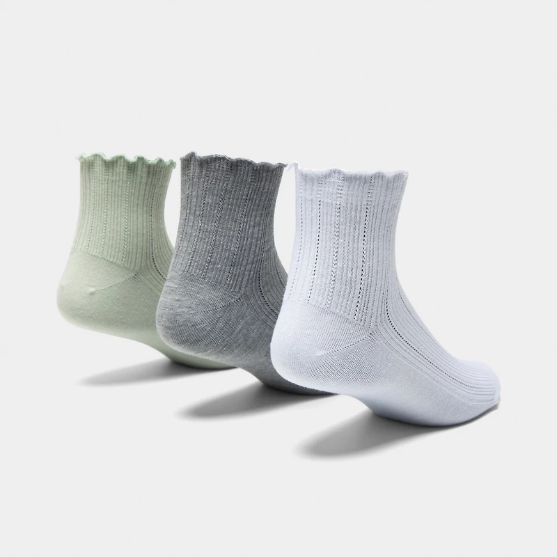 adidas Originals Ruffle Quarter Socks (3P) Grey/White-Green