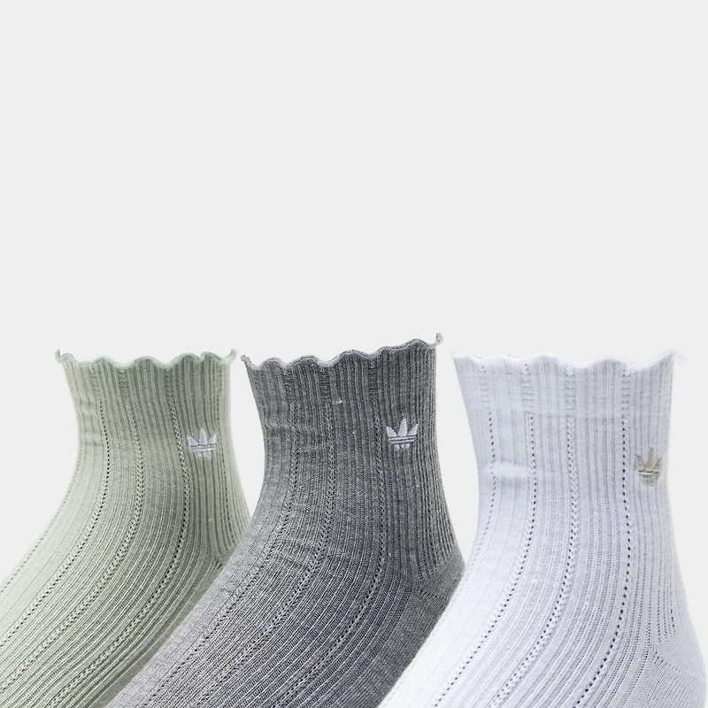 adidas Originals Ruffle Quarter Socks (3P) Grey/White-Green