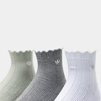 adidas Originals Ruffle Quarter Socks (3P) Grey/White-Green