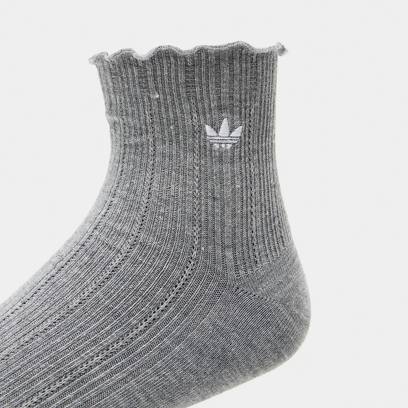 adidas Originals Ruffle Quarter Socks (3P) Grey/White-Green