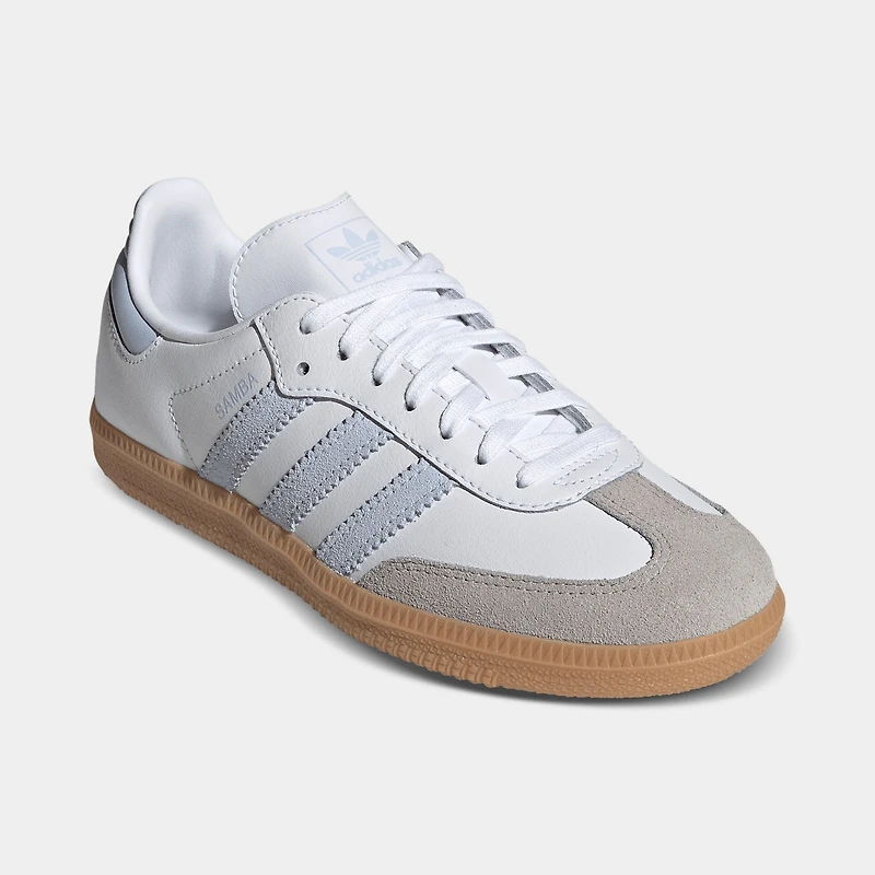 adidas Junior Samba Blanc / Ciel Cristal - Semelle gomme