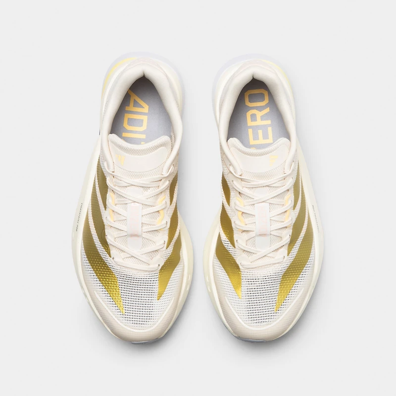 adidas Women's Adizero Boston 13 Chalk White / Gold Metallic - Orange Tint