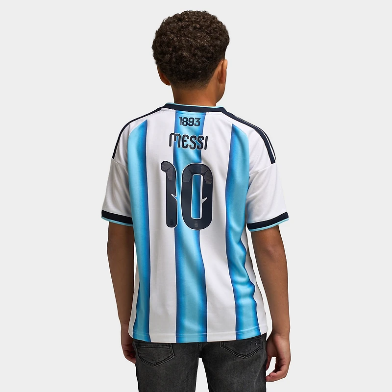 adidas Enfants Maillot domicile réplique Argentine Messi bleu / blanc