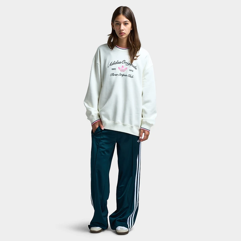 adidas Women's Adicolor Classic Firebird Loose Trackpants Aurora Ivy / White
