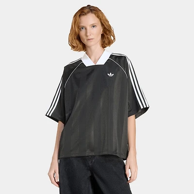 Adidas Women's 3 Stripe Jacquard Tee Black / White
