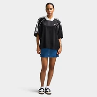 adidas Women's 3 Stripe Jacquard Tee Black / White