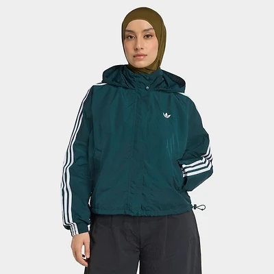 adidas Women's Adicolor 3 Stripes Woven Windbreaker Ivy / White