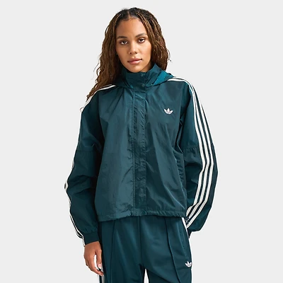 adidas Women's Adicolor 3 Stripes Woven Windbreaker Ivy / White