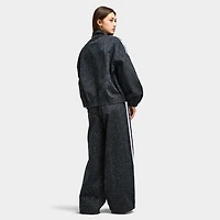 Adidas Women's Firebird Oversized AOP Denim Jacket Black / Grey Six
