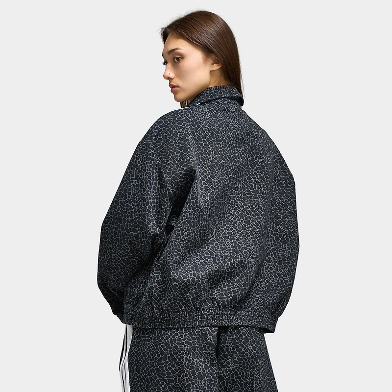 Adidas Women's Firebird Oversized AOP Denim Jacket Black / Grey Six