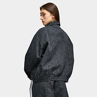 Adidas Women's Firebird Oversized AOP Denim Jacket Black / Grey Six
