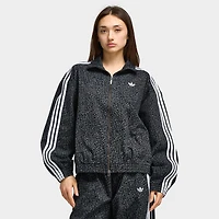 Adidas Women's Firebird Oversized AOP Denim Jacket Black / Grey Six