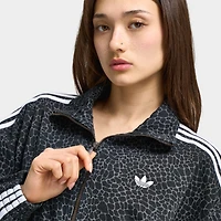 Adidas Women's Firebird Oversized AOP Denim Jacket Black / Grey Six