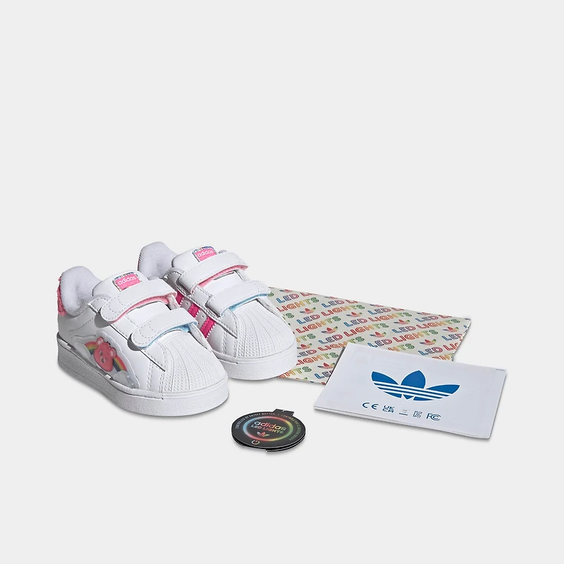 adidas chaussures Superstar Les Bisounours LED à scratch pour bébés Blanc / Rose lucide - tendre