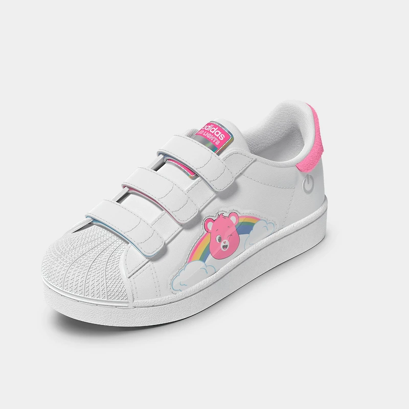 adidas Enfants Care Bears Superstar LED Lumineuses Confort Fermeture Blanc / Rose Vif - Félicité