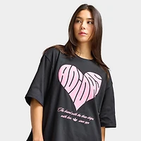 adidas Femmes t-shirt Surdimensionné à Motif Cœur / Noir