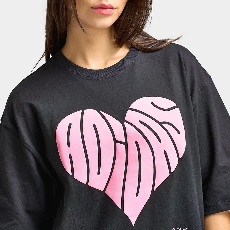adidas Femmes t-shirt Surdimensionné à Motif Cœur / Noir
