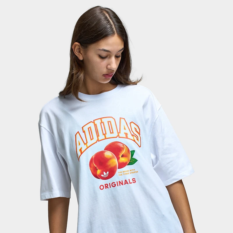 Adidas Women's Oversized Peach Graphic Tee / White