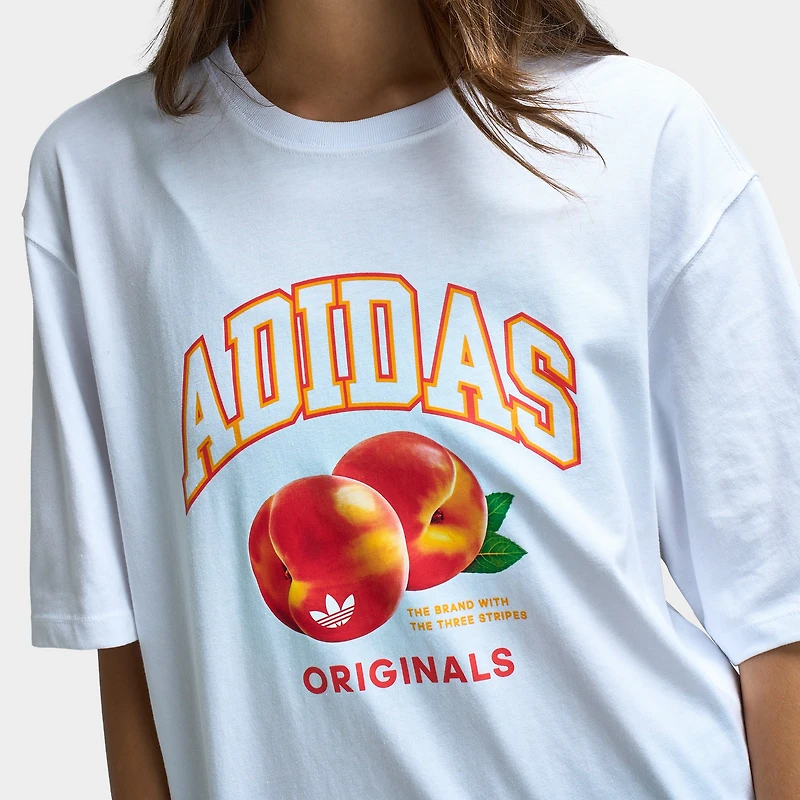 Adidas Women's Oversized Peach Graphic Tee / White