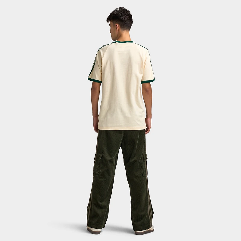 adidas 3 Stripes T-Shirt Vanilla / Collegiate Green