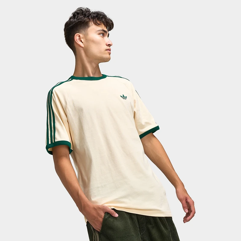 adidas 3 Stripes T-Shirt Vanilla / Collegiate Green