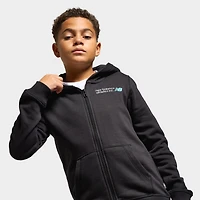 New Balance Juniors' Linear Small Logo Fullzip Hoodie / NB Caviar