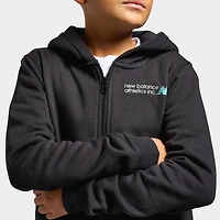 New Balance Juniors' Linear Small Logo Fullzip Hoodie / NB Caviar