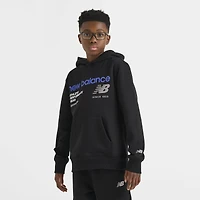 New Balance Junior Boys' Linear Logo Popover Hoodie Black