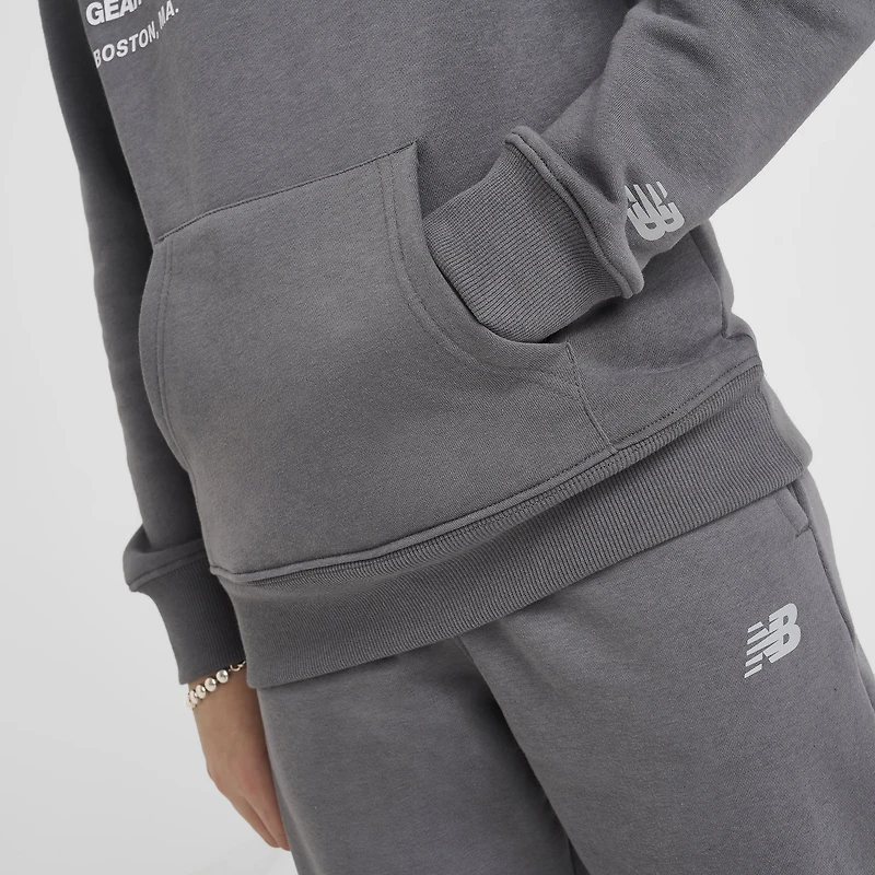 New Balance Junior Boys' Linear Logo Popover Hoodie / Castle Rock