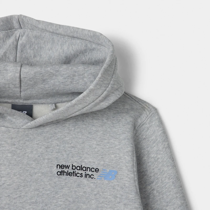 New Balance Juniors' Back Linear Logo Hoodie / Athletic Grey Heather
