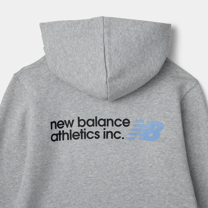 New Balance Juniors' Back Linear Logo Hoodie / Athletic Grey Heather