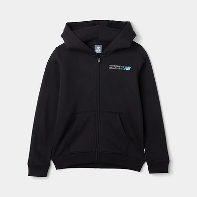 New Balance Juniors' Linear Small Logo Fullzip Hoodie / NB Caviar