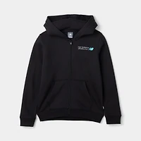 New Balance Juniors' Linear Small Logo Fullzip Hoodie / NB Caviar
