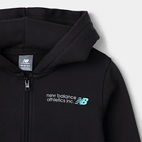 New Balance Juniors' Linear Small Logo Fullzip Hoodie / NB Caviar