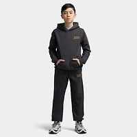 New Balance Juniors' Linear Logo Overlay Hoodie / Caviar Black