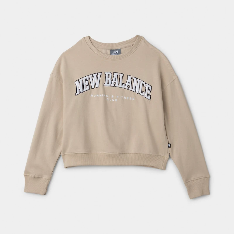 New Balance Junior Girls' Graphic Pullover Crewneck / Stoneware