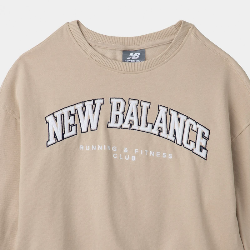 New Balance Junior Girls' Graphic Pullover Crewneck / Stoneware