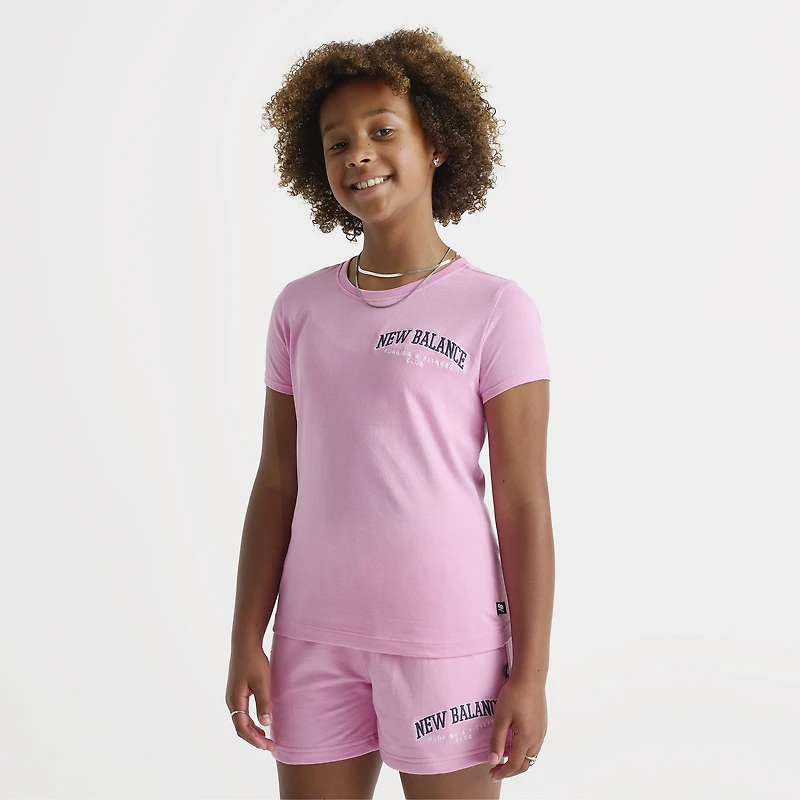 New Balance Junior Girls' Club Baby Tee Rose Sugar