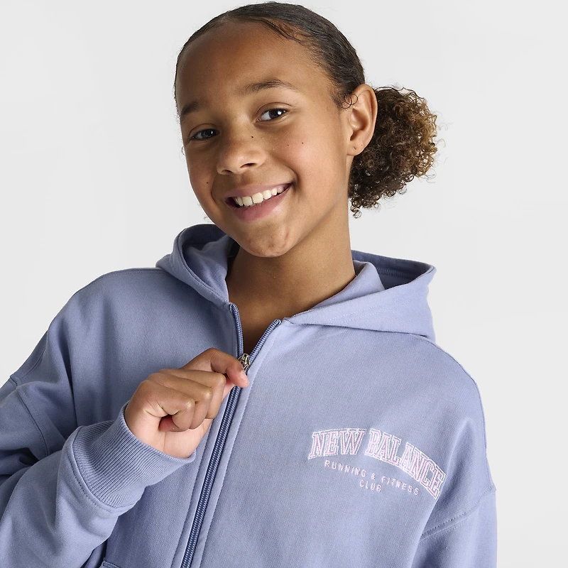 New Balance Junior Girls' Full Zip Hoodie / Dusk Shower
