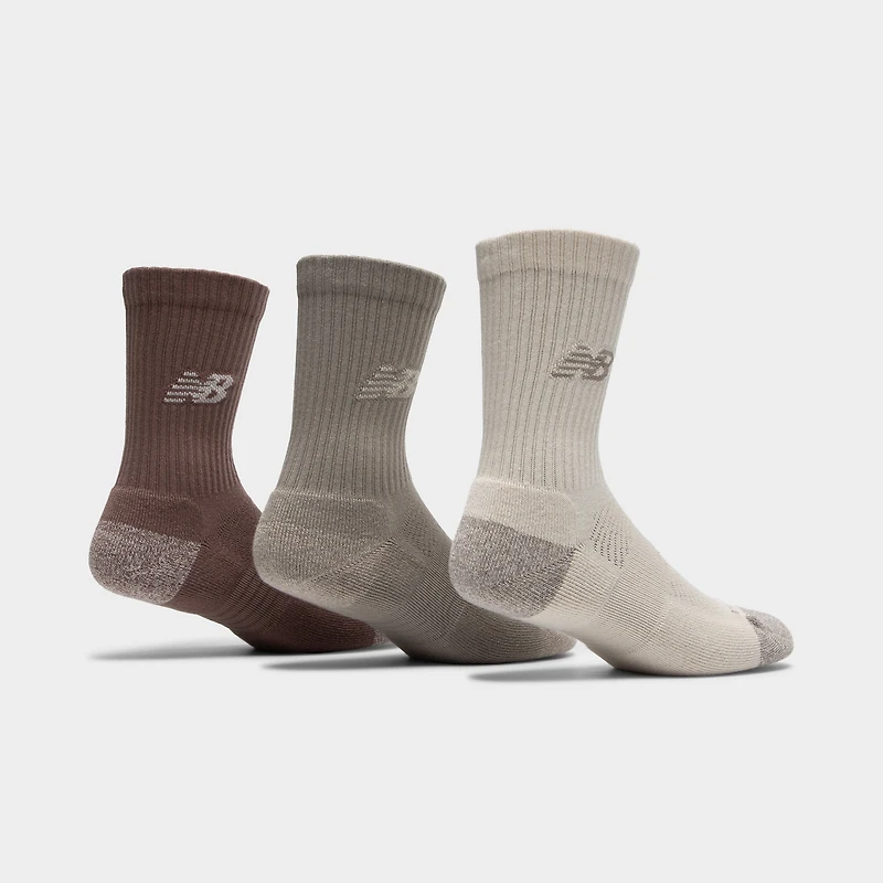 New Balance Active Cushion Crew Socks (3-Pack) Brown / Beige
