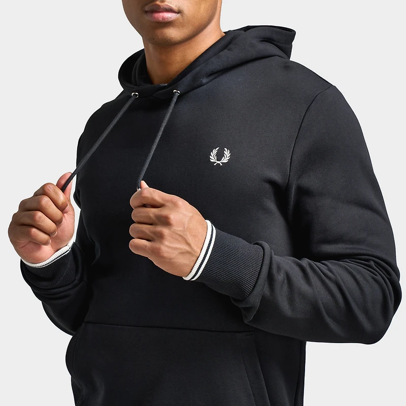Fred Perry Tipped Pullover Hoodie / Black