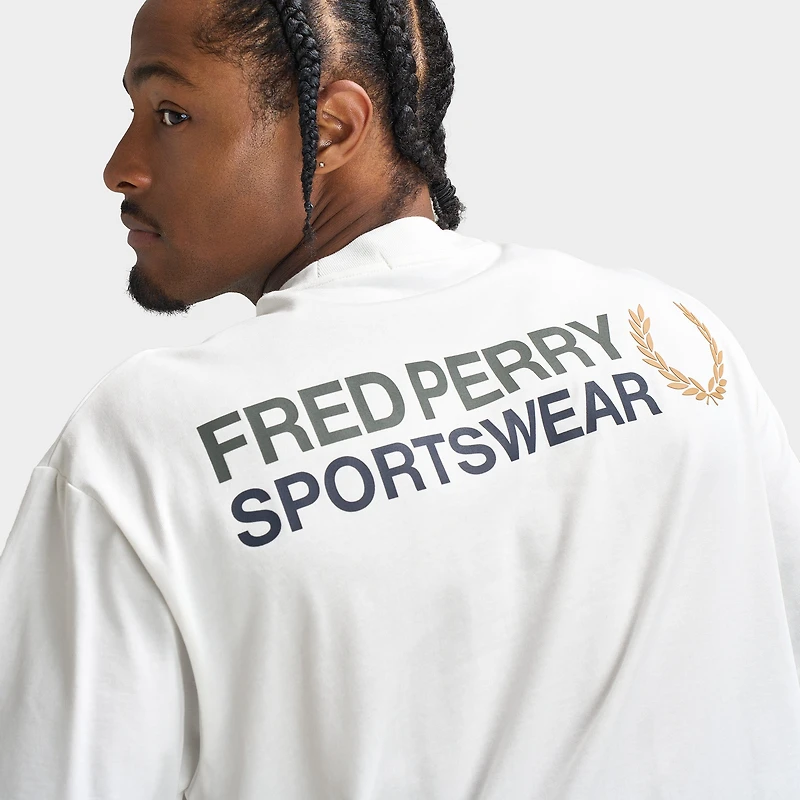 Fred Perry T-shirt Sportswear Blanc Neige / Vert Forêt