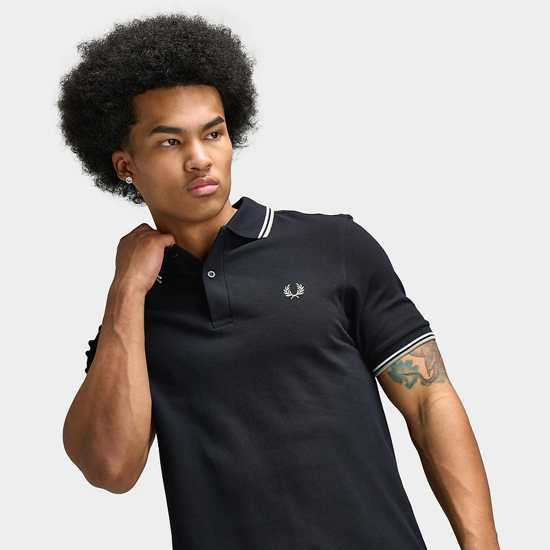 Fred Perry Twin Tipped Shirt Black / White Seagrass