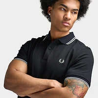 Fred Perry polo à double liseré Noir / Blanc Vert d'eau