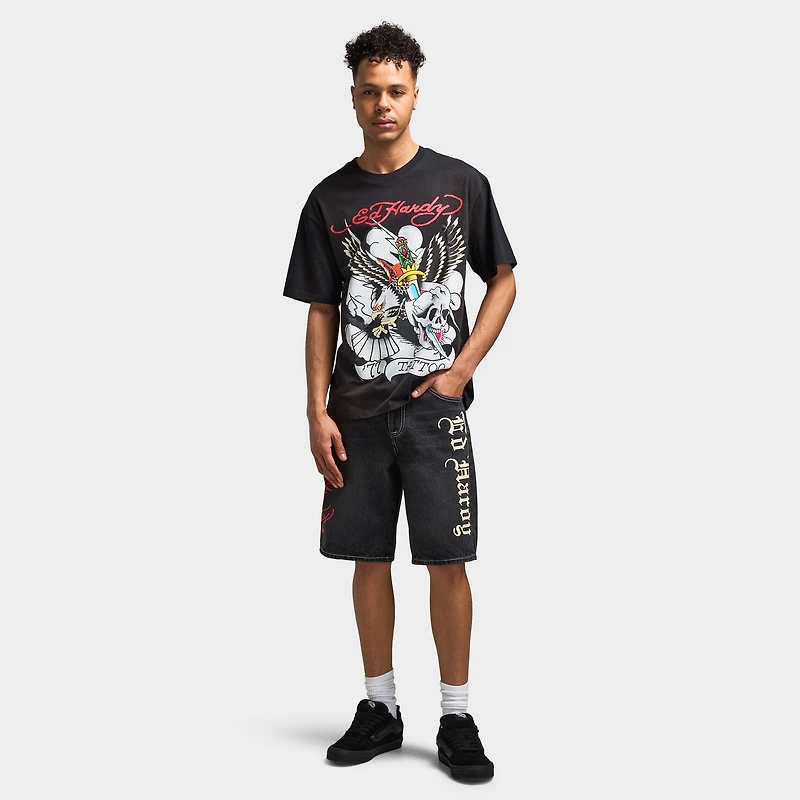Ed Hardy Live Fast Denim Short / Y2K Black